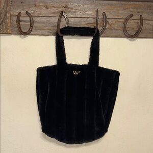 Victoria’s Secret Black Faux Fur Tote Bag